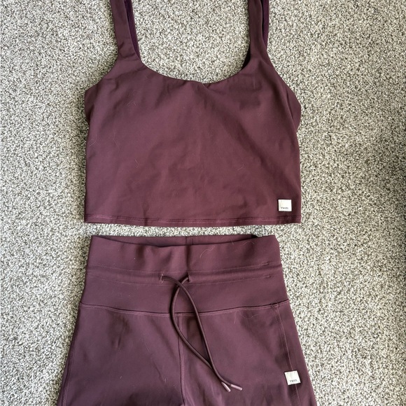 Vuori Burgundy Activewear Crop Tank and Leggings Set - Picture 2 of 6